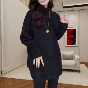 Loose Winter High Collar Long Sleeve Mid-Length Base Shirt Womens Casual Slimming Fashionable Inner Wear T-Shirt Trendy Top