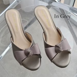 Nicholas Edison Heel Raisa Grey Sandal heels pita slip on Terbaru
