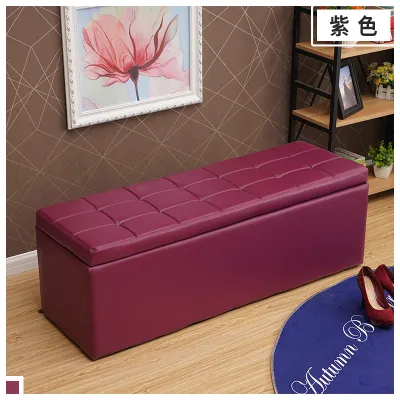 Leather Storage Bench Rectangular Sofa Style Sitting Room Multi Functional Organizer Box Closet Try on Long Bench Household
