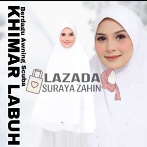 [Berdagu] Khimar Paling Labuh Chiffon Awning Scuba / Tudung Labuh Umrah Haji / Telekung