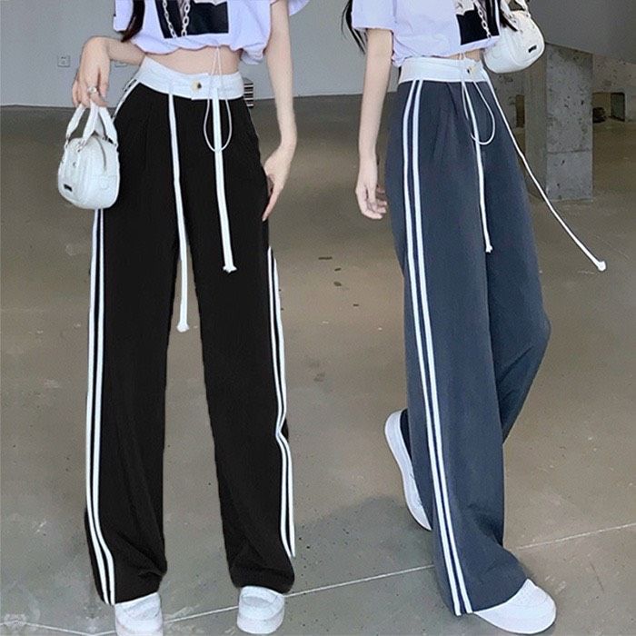 HOÀN TIỀN 20% - Quần Dài Thể Thao Nữ Dáng Rộng Cạp Cao Dây Rút Ống Suông Kẻ Sọc Thời Trang JayS QUAN NU 040V2 - Lazada | Lazada.vn