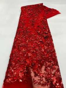 2026 African French Tulle Groom Lace Fabric 5 Yards High Quality Sequin Nigeria Lace Fabric African Mesh Lace Fabric For Wedding