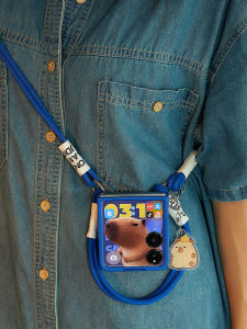 Xiaomi MixFlip Honor MagicV Huawei Nova Flip Womens Capibara Crossbody Phone Case Creative Foldable Screen Phone Cover