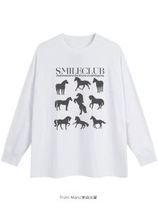 Áo Thun Cotton Dài Tay Rộng Rãi Cổ Tròn in Họa Tiết Retro from Mars Dành Cho Cặp Đôi Thời Trang Thường Ngày Mùa Thu