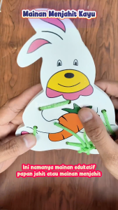 Menjahit Kelinci - Mainan Kayu Edukasi Mainan Papan Jahit Untuk Melatih Motorik Anak - Kayu Seru