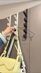 COSY Gantungan Baju Belakang Pintu 5 Kait Tanpa Paku Hanger Gantungan Baju Tas Topi 5 Hook Serbaguna / Deretan Pengait Panjang DiBelakang Pintu Gantungan Tas Bebas Pelubang Pengait Lemari Pakaian Tempat Penyimpanan Topi Tas