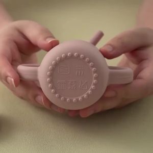 Color Kids1Pcs Baby Learning Drinking Cup Portable Straw Detailed Comfortable Grip Silicone Double Ear Kids Sippy Cup Baby Stuff