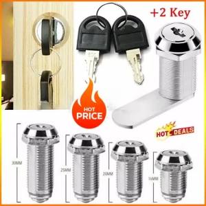 Cam Lock Security Lock 16-40mm Cabinet Cam Lock Door Barrel Drawer Filing Cabinet Post Mail Box Furniture Locker Cupboard 2 Key
