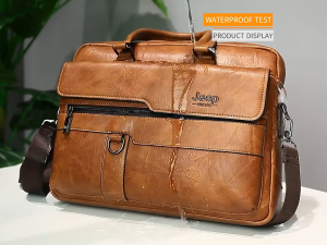 New Retro Men Solid Color Bag Waterproof business bag Faux Leather Briefcase Large Capacity Tote Shoulder Bag Large Casual Business Office 14 inch Laptop Briefcase Shoulder Bags Tote