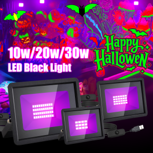 LED UV Black Light 10W/20W/30W Flood Light 385 nm UV Spotlight with Switch for Holiday Party DJ Stage Lighting Halloween