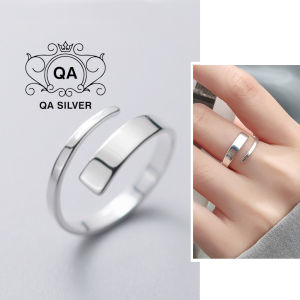 Nhẫn bạc 925 nữ xoắn hai tầng trơn tối giản S925 HELIX QA SILVER Ring RI200804
