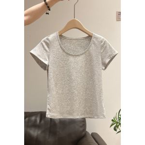 Ice Sensation Smooth Loose Fit Short Sleeve round Neck T-Shirt Simple Elegant plus Size Womens Casual Style Summer Top
