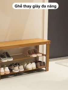 SUNNY BIERE Ghế Thay Giày Đa Năng Kệ Để Giày Thông Minh 2in1 ChốngTrượt Chắc Chắn Chất Liệu Gỗ Tự Nhiên