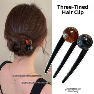 New Chinese Style Retro 3-Tooth Pearl Hairpin U-Shaped Hair Accessories