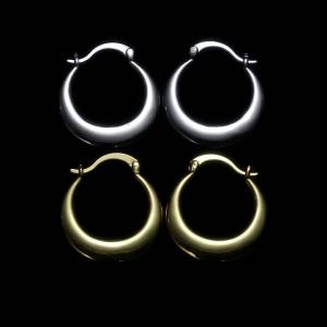 Huitan Simple Metal Silver Color/Gold Color Hoop Earrings for Women Versatile Temperament Circle Earrings Modern Fashion Jewelry