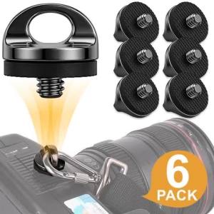 Universal 1/4" Camera Screw with Rubber Washer Aluminum Alloy Thread Camera Fixing Screw for Quick Release Wrist Strap Sling