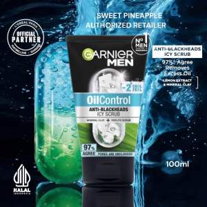 Garnier Men Oil Control Icy Scrub - Anti Komedo BlackHeads Remover