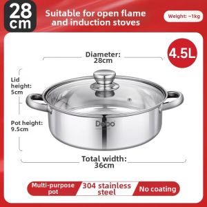 DEBO | Versatile Thickened 304 Stainless Steel Soup Pot