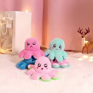 Boneka Kurita Flip Baru Mainan Ekspresi Dua Muka Kurita Terbalik Boneka Mewah Gurita Borong