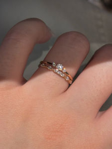 Minimalist Diamond Simulated Ring for Women Elegant Simple Design Stackable Luxury Feel Couple Rings for Qixi Festival