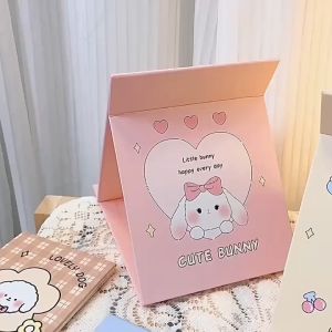 Cermin Lipat Motif Karakter Lucu Rias Portable  Beauty Mirror Model Kotak Buku Kaca Tebal Premium