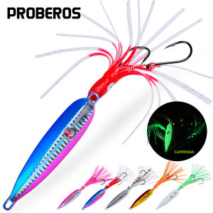 PROBEROS 5Pcs Luminous Metal Jig Fishing Lures 40G-200G Hard Artificial Baits Spinning Lures Sea Jigs Trout Lure Fishing Tackle