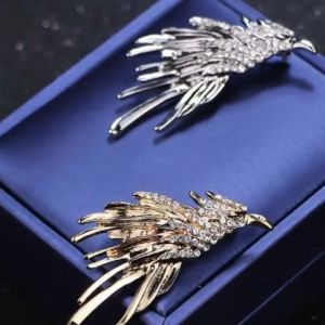 Lapel Pin Bros Jas Wedding Vintage Bentuk Sayap Elang / Bros Jas Motif Elang Kristal Silver Gold - Aksesoris Pin Jas Blazer