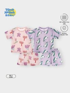 TONGLIANCHUXIN | Bộ Đồ Bé Gái Mùa Hè Tay Ngắn Cotton Lạnh Two-piece