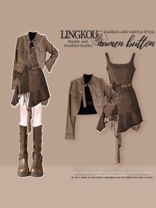 NUMEN BUTTON | Age-reducing and Slimming Plus Size Jacket and Denim Dress Set