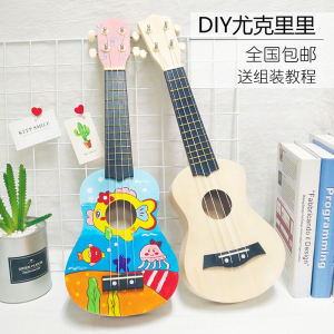 DIY Ukelele เรซินส์ ชุดทำเครื่องดนตรีขนาดเล็ก อุปกรณ์ทำเครื่องดนตรีแบบแฮนด์เมด ไม้ พ่นสี วาดภาพ สำหรับเด็ก