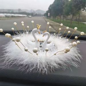 Internet Celebrity Dream Girl Car Interior Design Supplies Decoration Car White Swan Feather Pad Dashboard Fancy Decoration