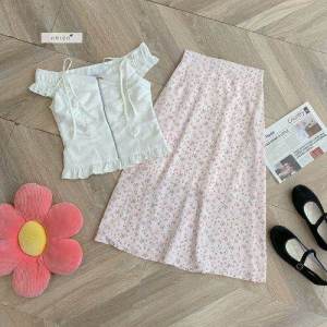 Chân váy hoa chân váy hoa nhí dài có lớp lót chất voan mềm mịn thoáng mát nhienofficial BV20