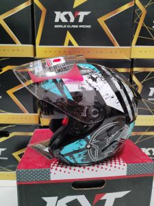 KYT GALAXY FLAT R #5 BK/AQUA BLUE