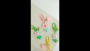 Gantungan Kunci Bunga Berwarna Macaron Lucu Kartun Gantungan kunci Cocok untuk Tas dan Pengait Tempat Pensil