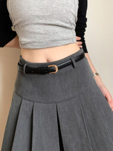 Black Skinny Belt Womens Style Retro Fashionable Accessory for Jeans Skirts Matching Alloy Buckle Soft Surface Leather