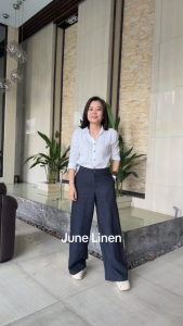 Quần dài nữ lưng tây LINEN TƯNG quần không ly ống 30cm có size cho eo từ 70~82cm. JUNE LINEN #QD14