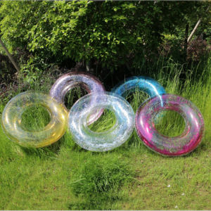 Swimming Ring Summer Inflatable Pool Floats for Kids Adults Safety Inflatable Swimming Ring Swimming Ring Children inflatable circle swimming pool Baby Beach Swimming Ring with Colorful Sparkling Glitters Transparent Swimming Ring 60/70/80/90