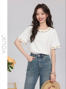 YOUXIANG | Áo Thun Nữ Thiết Kế Hình Sò 3D