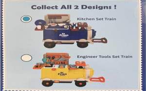 Friso 2 in 1 Kids Ride On Trolley Train Box Playset - Kitchen Toolbox Multi-Function With Music Pretend Play