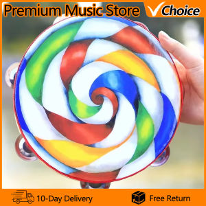 IRIN | 8 Inch Tambourine Lollipop Orff Musical Instruments With Cymbal Rattle Drum for KTV Party Percussion Instrument Hand Jingle Bell