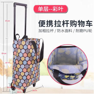 Foldable Shopping Cart with Handle Wheel Bag Portable Vegetable Buying Small Pulling Car Home Storage Utility Vehicle