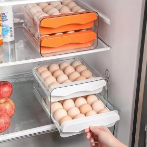 Transparent Egg Storage Box Drawer Type Kitchen Refrigerator Preservation Box Anti Drop Egg Grid Clear Box Egg Holder Organizer