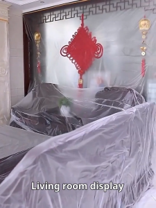 ODOROKU Pre Taped Renovation Plastic Dust Cover Protection Disposable Furniture Dustproof Cover Plastic Cover Plastic Film 4.5/4/3/1M x 20M