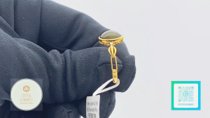 SG LOCAL - Authentic Hetian Jade Cat Eye 925 Silver Gold Ring 和田玉碧玉猫眼925银金戒子