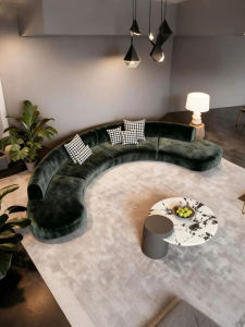 Curved Velvet Designer Sofa for Receptions Retro Style