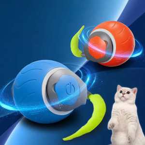 Cats Interactive Ball Toys Automatic Rolling Ball with Faux TailUSB Rechargeable SmartElectric Pet Toy for Teaser and Training
