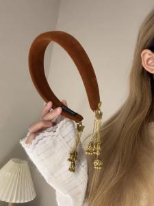 New Chinese Style Velvet Hairband with Tassel for Autumn Winter Fashionable Hair Accessories Face Washing Headband Hairpin
