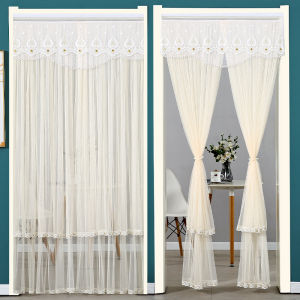 Double Layer Lace Door Curtain Summer Mosquito Proof Bedroom Privacy Modern Simple Style Home Decorations without Drilling