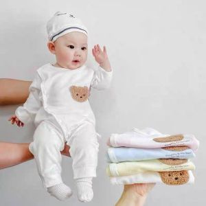 Bodysuit dài tay cho bé Đính Gấu đáng yêu body dài tay cho bé chất Thun mềm mịn thấm hút tốt mồ hôi mẫu quần áo sơ sinh
