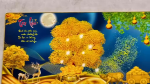 Tranh Treo Tương Cây Kim Tiền Tài Lộc/ Tranh Treo Phòng Khách/ Phòng Ngủ/ Tranh Tráng Gương/ Tranh Decor Phòng